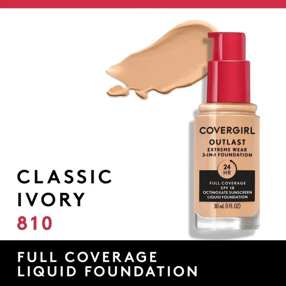 Covergirl Outlast Extreme Wear Liquid Foundation 810 Classic Ivory 30 mL/1 fl oz